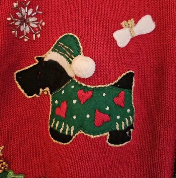 Vintage Heirloom Collectibles Scottie Dog Christmas Sweater Size Medium - Picture 5 of 10